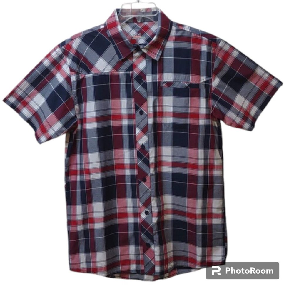 Under Armour Mens All Season Gear Casual Button Up Red/White/Blue Plaid SS Shirt
